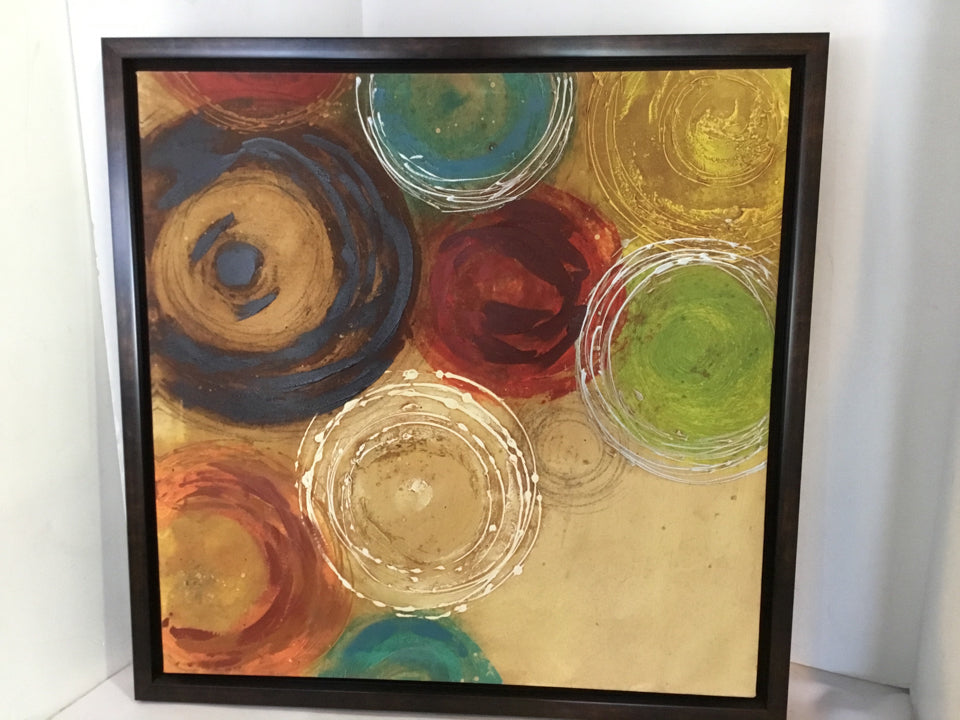 Multi-Color Canvas Circles Framed Art