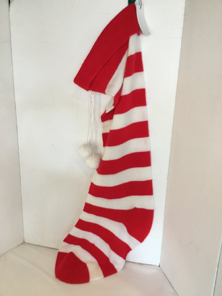 Christmas Red/white Cotton Knit Stocking Holiday Item