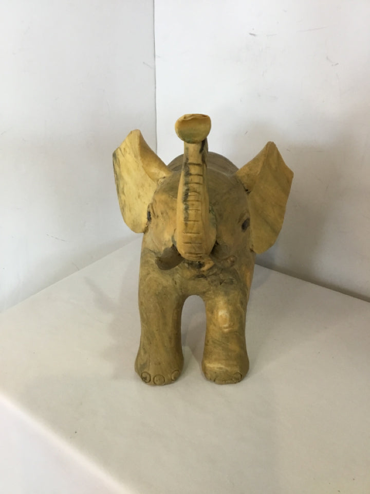 Vintage Green/Yellow Shell Elephant Sculpture
