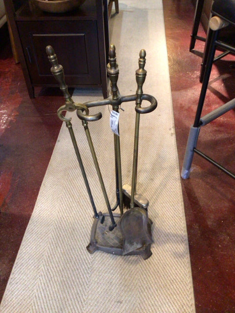 Vintage Tool Set Brass Fireplace Set