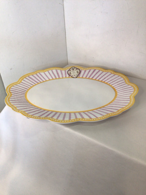 West Elm White/Yellow Melamine Tray