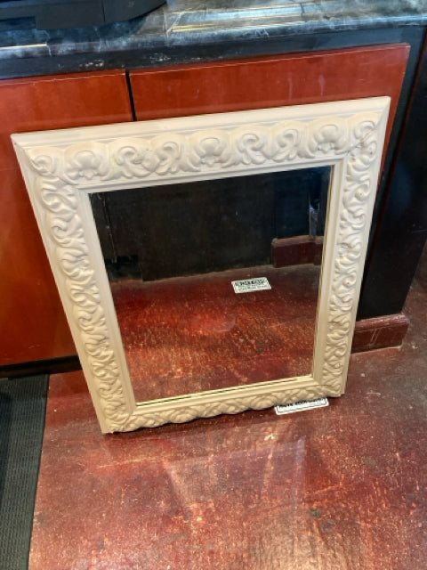 Brown Plaster Beveled Mirror