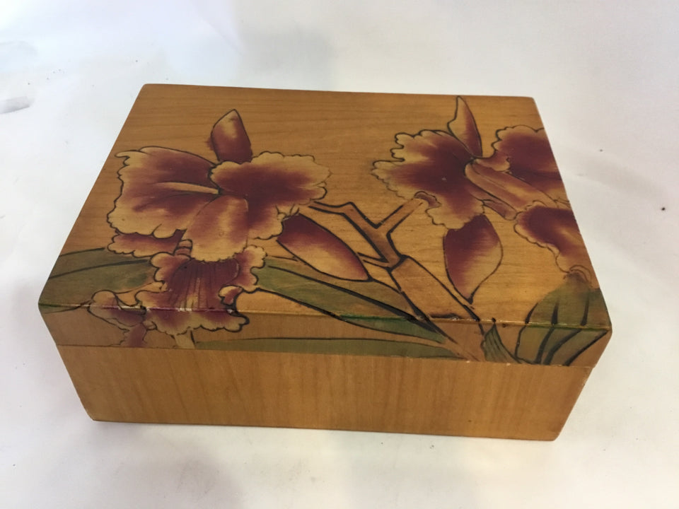 Vintage Nesting Wood Orchids Natural/Green Box