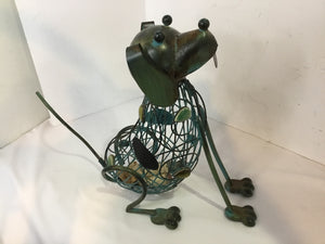 Green Metal Dog Sculpture