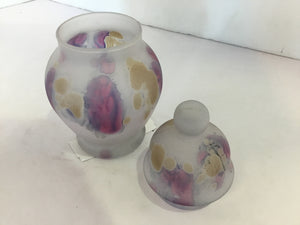 Decorative Purple Frosted Glass Lidded Canister