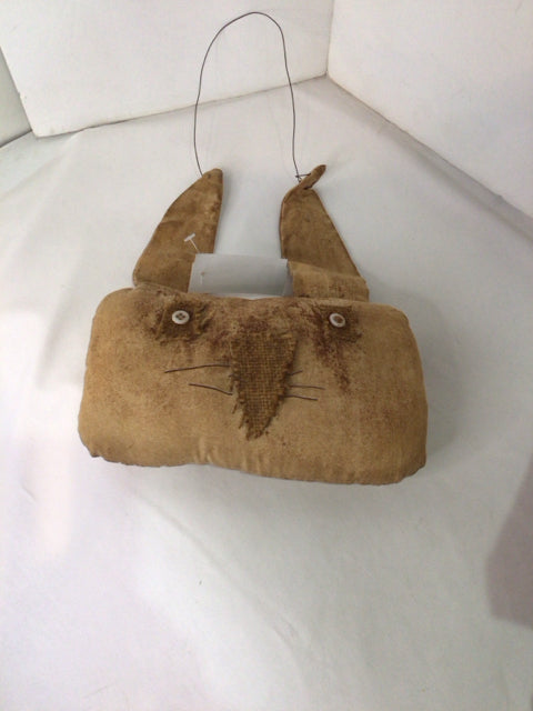 Rustic Brown Cloth Bunny Wall Hanging Art