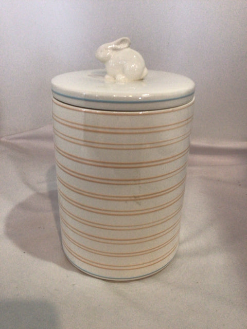 White/Orange Ceramic Bunny Canister