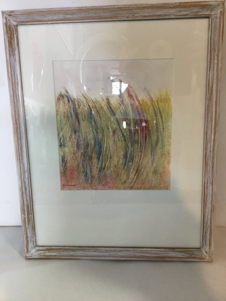 Multi-Color Grass Field Framed Art