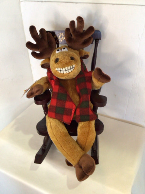 Musical Brown Stuffed Moose Holiday Item