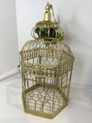 Gold Metal Birdcage Holiday Item