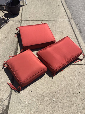 Outdoor/Outside Red 3 piece Cushion Set