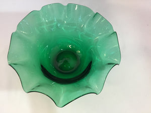 Green Glass Hand Blown Bowl