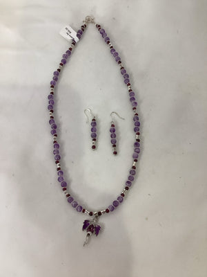 Purple Beaded Necklace Set