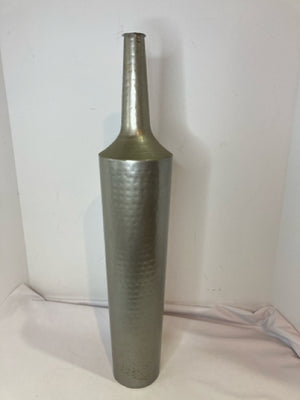 Gray Metal Hammered Vase