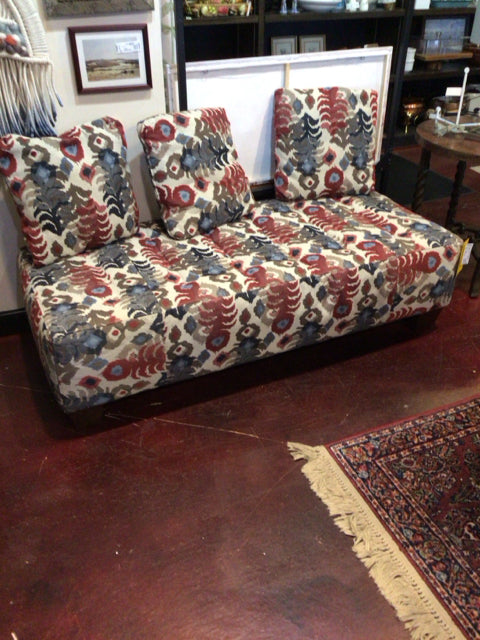 Bench Cotton Floral W/Pillows Red/Multi Ottoman