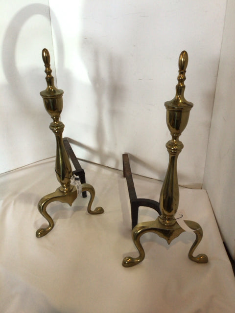 Pair Gold Cast Iron Andirons