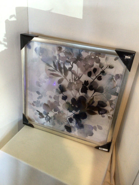Black/Gray Floral Framed Art
