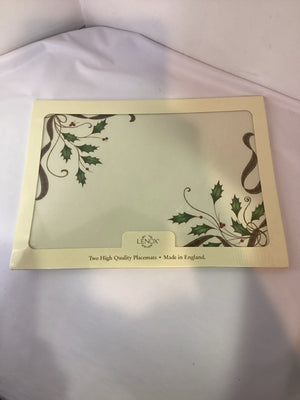 Lenox Placemats Cream/Green Holly New Holiday Item