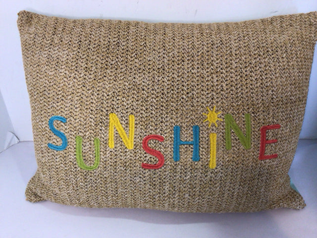 Blue/Tan Polyester Words Pillow