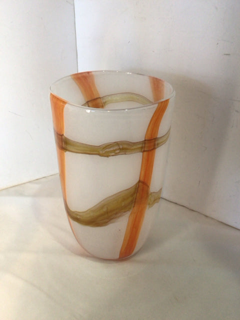 White/Orange Glass Vase