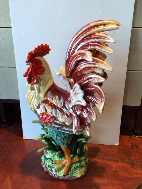 Multi-Color Ceramic Rooster Statue