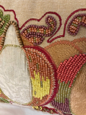 Fall Multi-Color Cotton Beaded Pumpkin Pillow