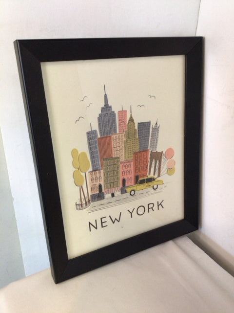 White/Pastel New York Framed Art