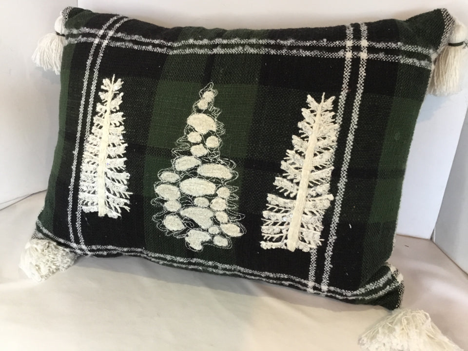 Pillow Green/Black Christmas Plaid Holiday Item