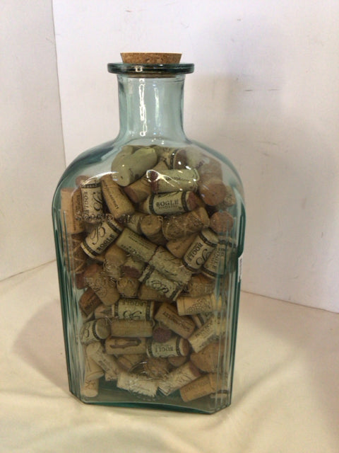 Vintage Blue Glass Corks Bottle