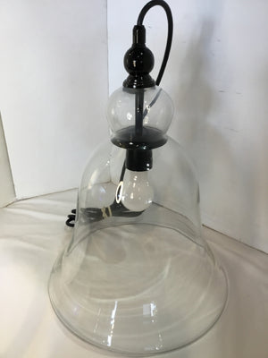 Pendant Glass Bell Clear/Black Light Fixture