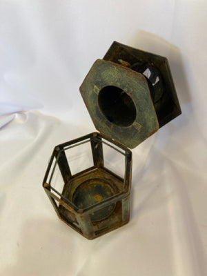 Vintage Black Metal Lantern Candle Holder