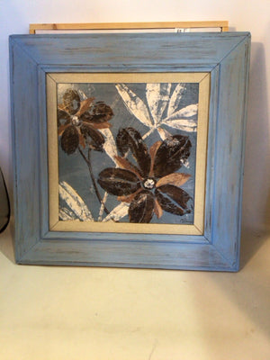 Print Blue/Brown Flowers Framed Art