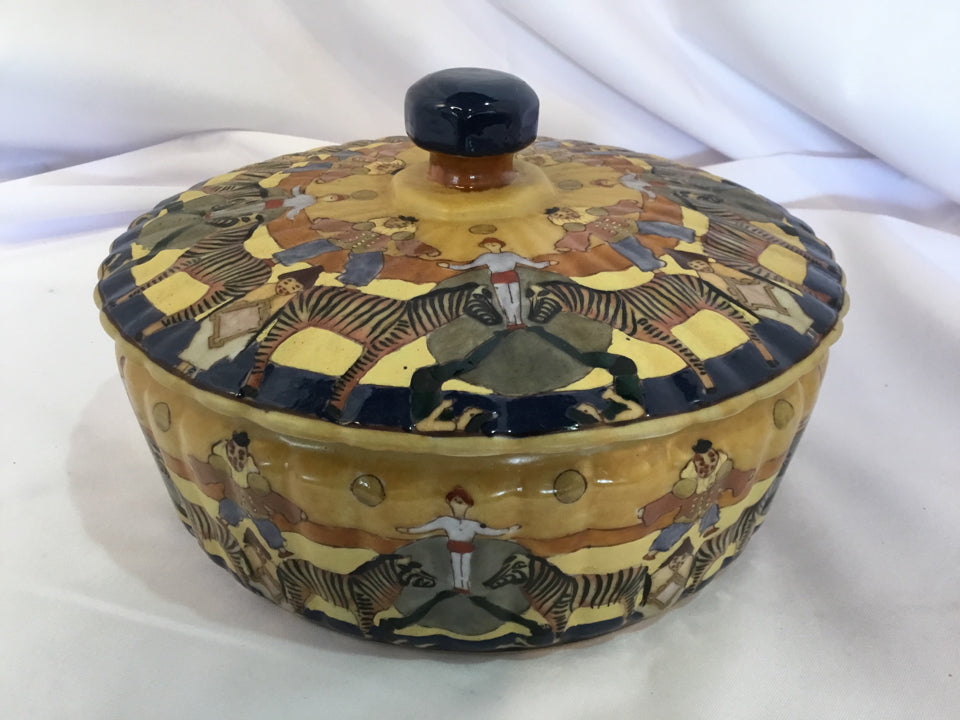 Vintage Lidded Multi Ceramic Circus Bowl