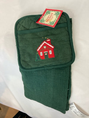 Towel Green Cotton Cottage Holiday Item