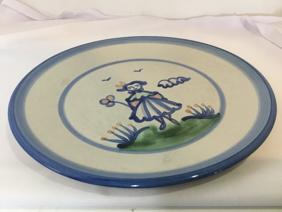 M.A. Hadley Gray/Blue Pottery Dinner Plate