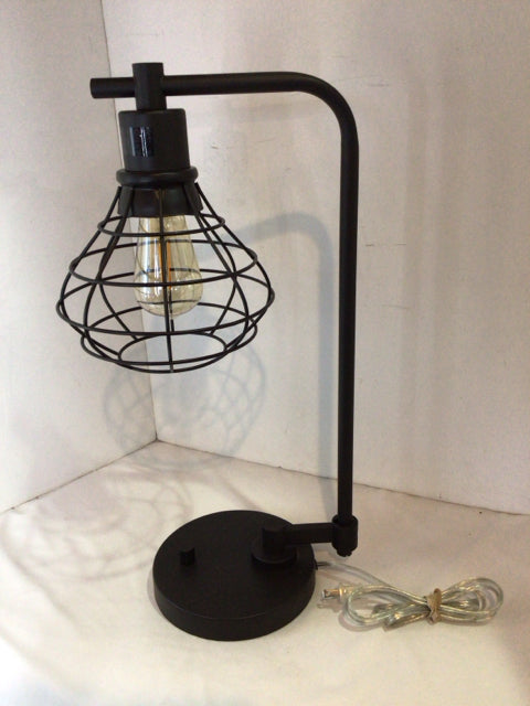 Table Top Black Metal Cage Lamp
