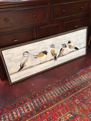 Modern White/Gold Birds Framed Art