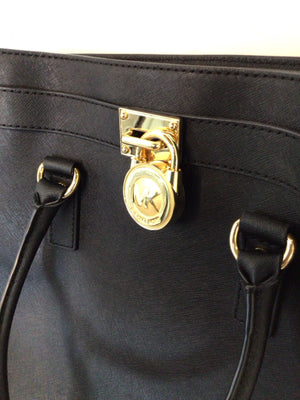 Michael Kors Leather Black/Gold Purse