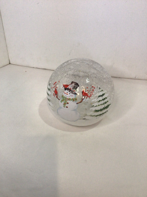Christmas Clear/White Glass Snowman Light up Holiday Item