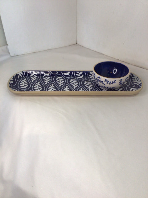 Mudpie Pair Blue/White Ceramic Tray
