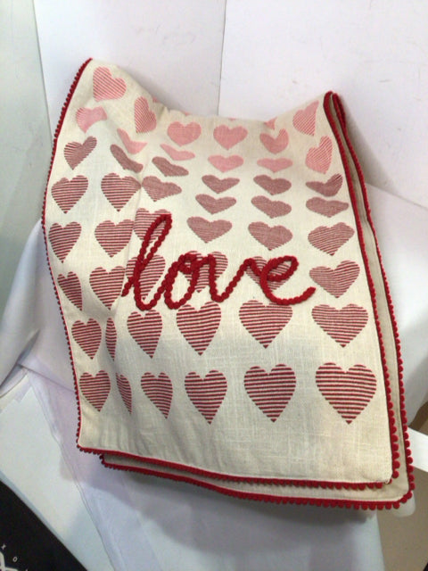 Nicole Miller Red Linen Love Table Runner