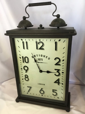 Battery Black/White Metal Clock