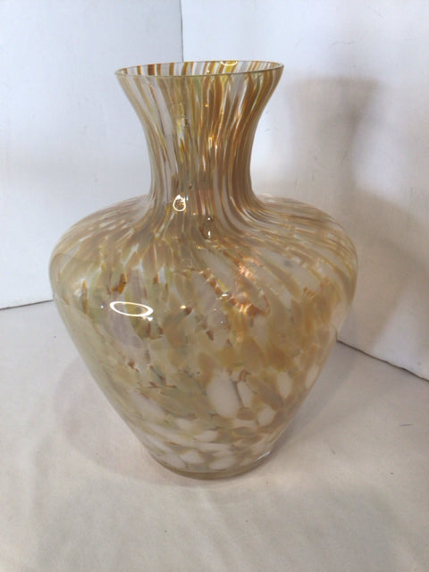 Murano Tan/Green Glass Vase