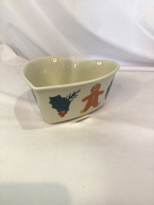 Hartstone Bowl White/Brown Ceramic Gingerbread Men Holiday Item