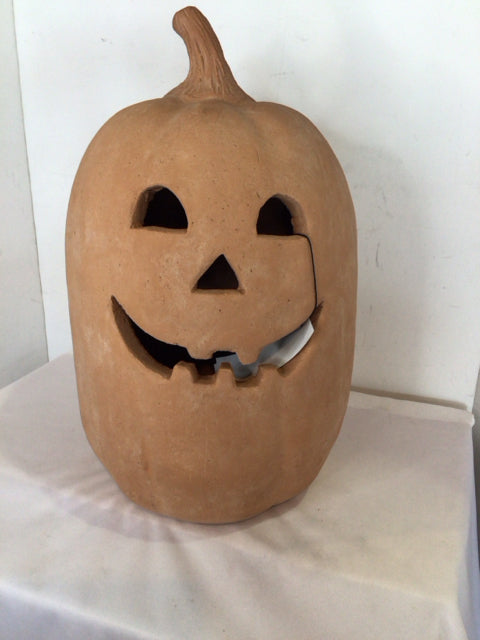 Pottery Barn Orange Terracotta Jack o'Lantern Sculpture