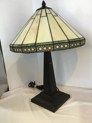 Table Bronze/Green Glass/Metal Lamp