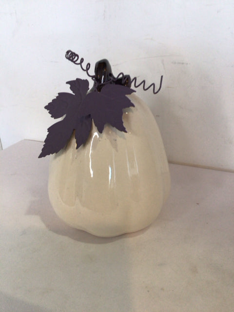 Fall White/Black Ceramic Pumpkin Holiday Item