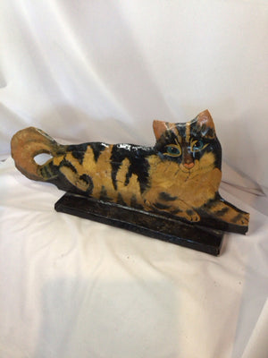 Tan/Black Metal Cat Figurine