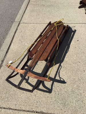 Vintage Brown Wood Sled Holiday Item