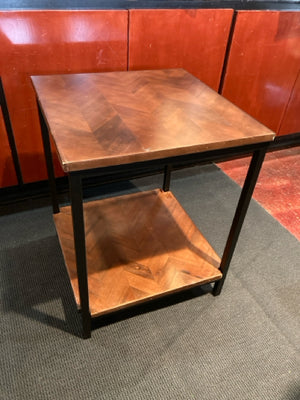 End Wood/Metal Tiered Brown Table
